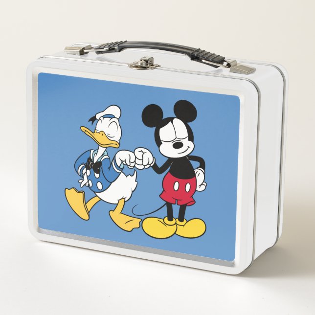 Donald Duck & Mickey Fist Bump Metal Lunch Box (Front)