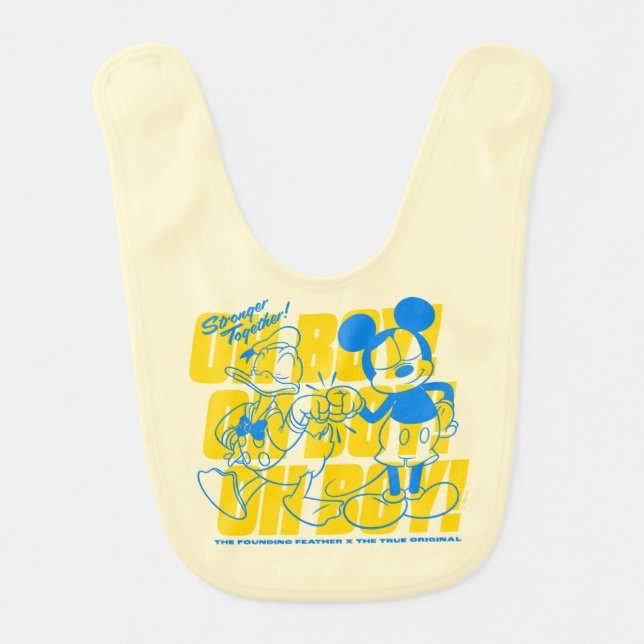 Donald Duck & Mickey Fist Bump Oh Boy! Baby Bib (Front)