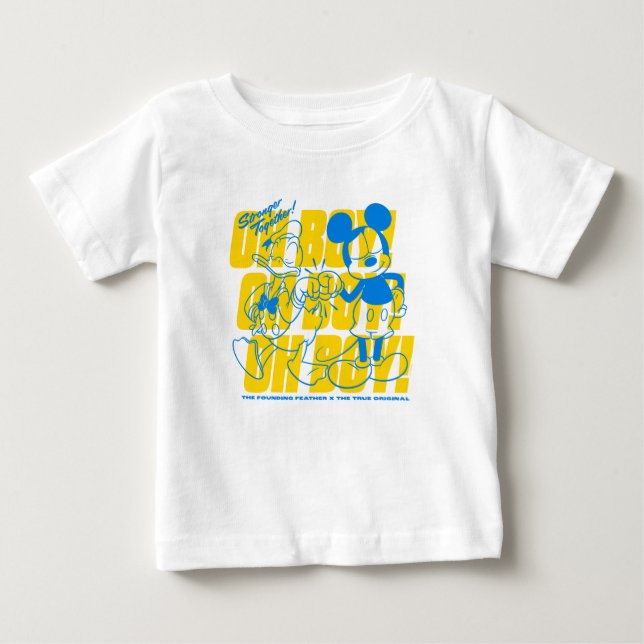 Donald Duck & Mickey Fist Bump Oh Boy! Baby T-Shirt (Front)