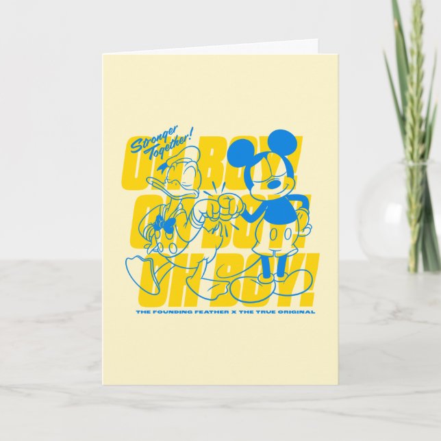 Donald Duck & Mickey Fist Bump Oh Boy! Card (Front)