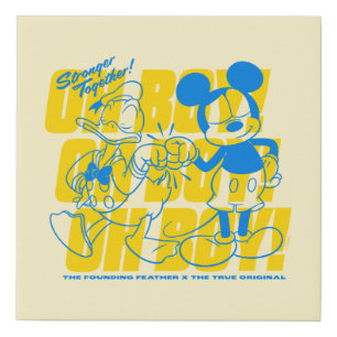 Donald Duck & Mickey Fist Bump Oh Boy! Faux Canvas Print