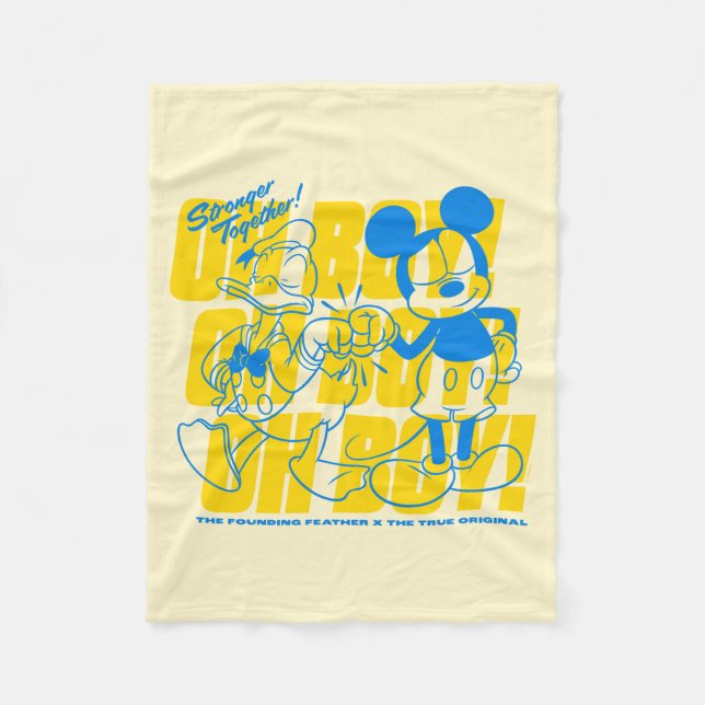 Donald Duck & Mickey Fist Bump Oh Boy! Fleece Blanket (Front)
