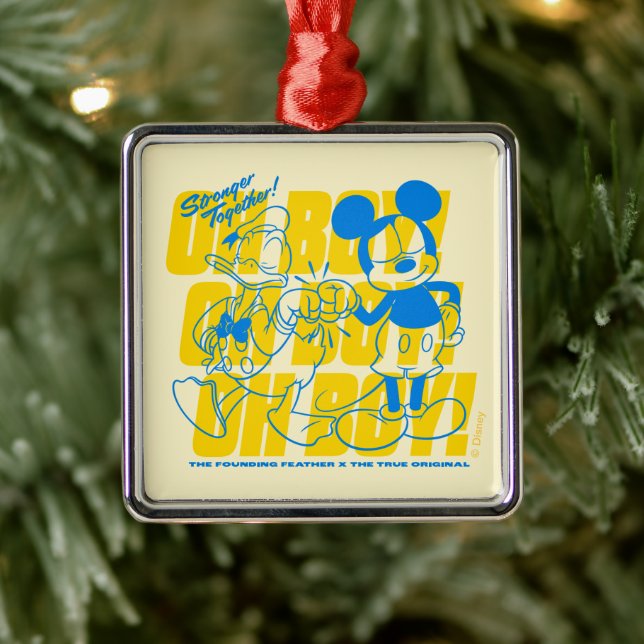 Donald Duck & Mickey Fist Bump Oh Boy! Metal Ornament (Tree)