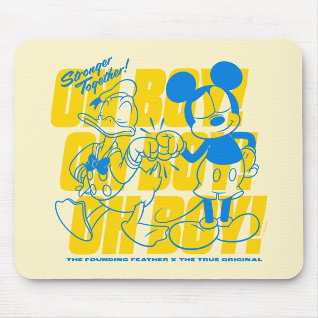 Donald Duck & Mickey Fist Bump Oh Boy! Mouse Pad (Front)