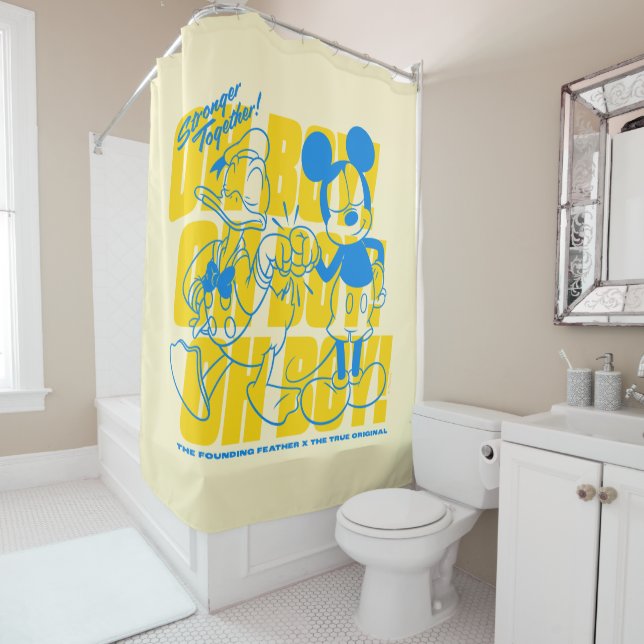 Donald Duck & Mickey Fist Bump Oh Boy! Shower Curtain (In Situ)