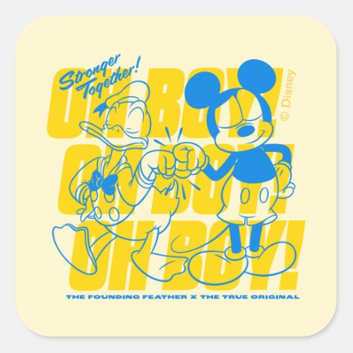 Donald Duck  Mickey Fist Bump Oh Boy Square Sticker