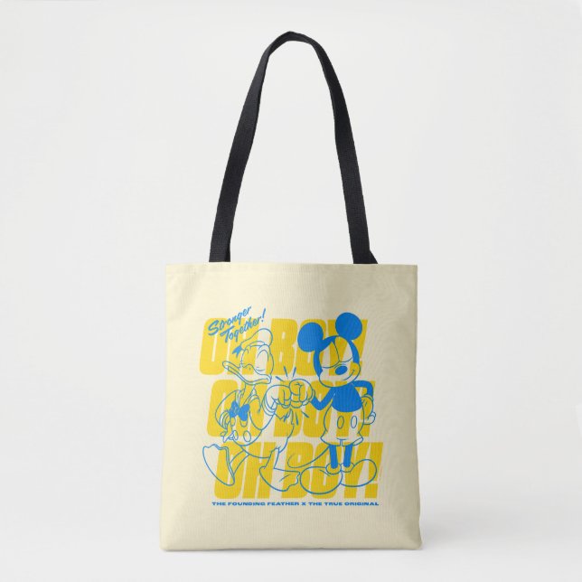 Donald Duck & Mickey Fist Bump Oh Boy! Tote Bag (Front)