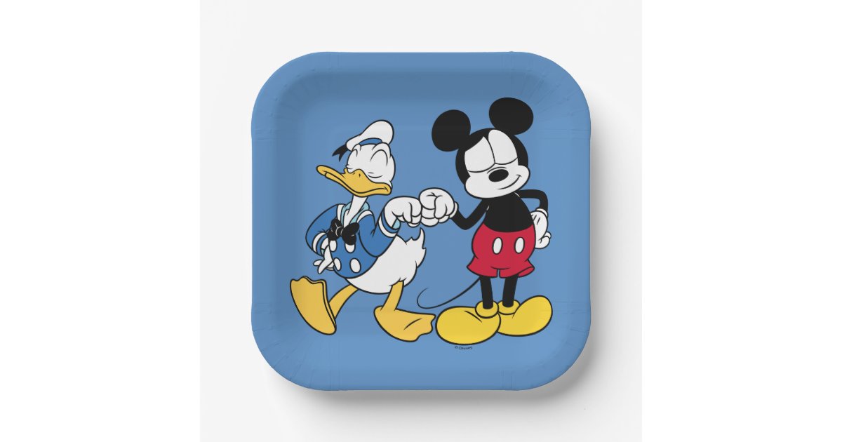 Donald Duck & Mickey Fist Bump Paper Plates | Zazzle
