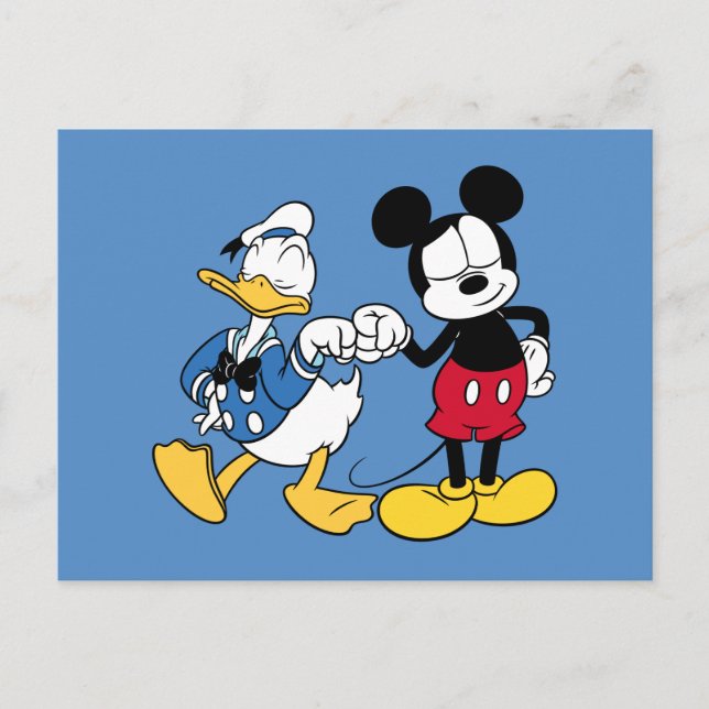 Donald Duck & Mickey Fist Bump Postcard (Front)
