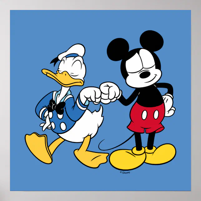 Donald Duck & Mickey Fist Bump Poster | Zazzle