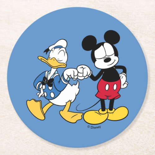 Donald Duck  Mickey Fist Bump Round Paper Coaster