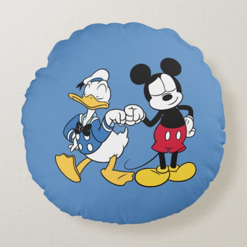 Donald Duck  Mickey Fist Bump Round Pillow