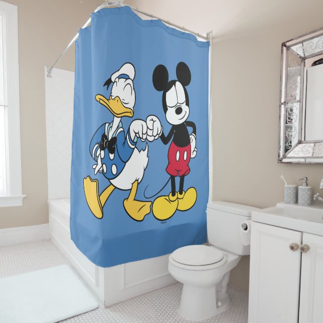 Donald Duck & Mickey Fist Bump Shower Curtain (In Situ)