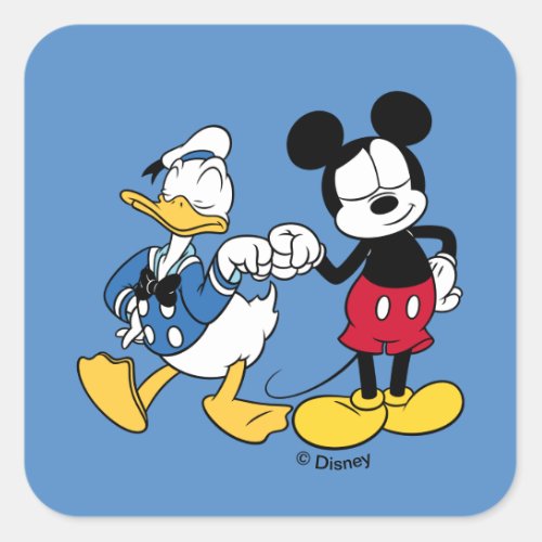 Donald Duck  Mickey Fist Bump Square Sticker