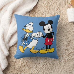 Donald Duck & Mickey Fist Bump Throw Pillow