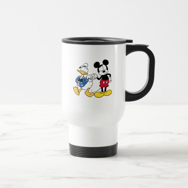 Donald Duck & Mickey Fist Bump Travel Mug (Right)