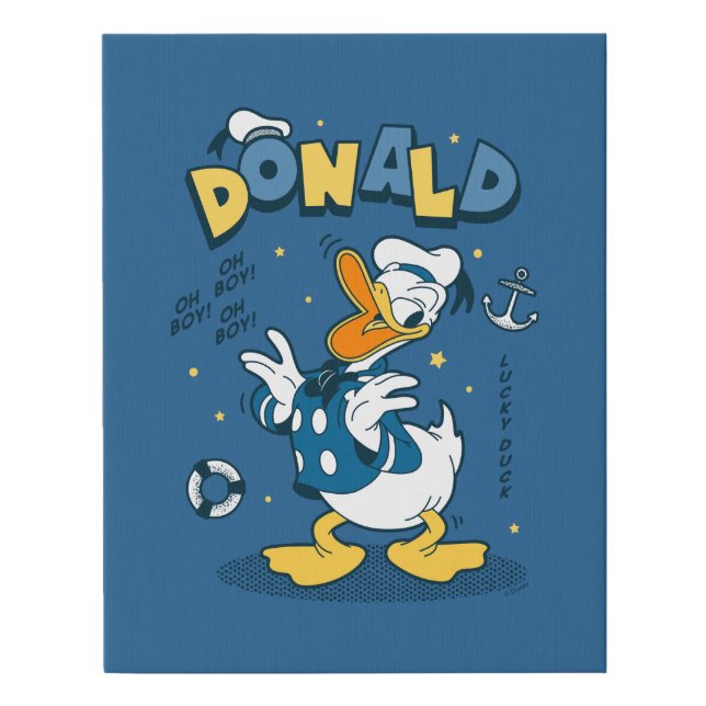 Donald Duck | Oh Boy! Oh Boy! Lucky Duck Faux Canvas Print (Front)