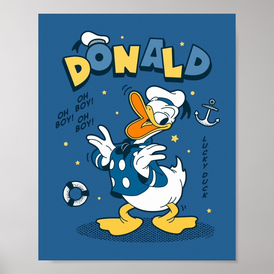 Donald Duck | Oh Boy! Oh Boy! Lucky Duck Poster | Zazzle