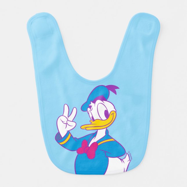 Donald Duck Peace Sign Baby Bib (Front)