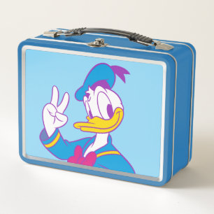 Donald Duck Peace Sign Metal Lunch Box