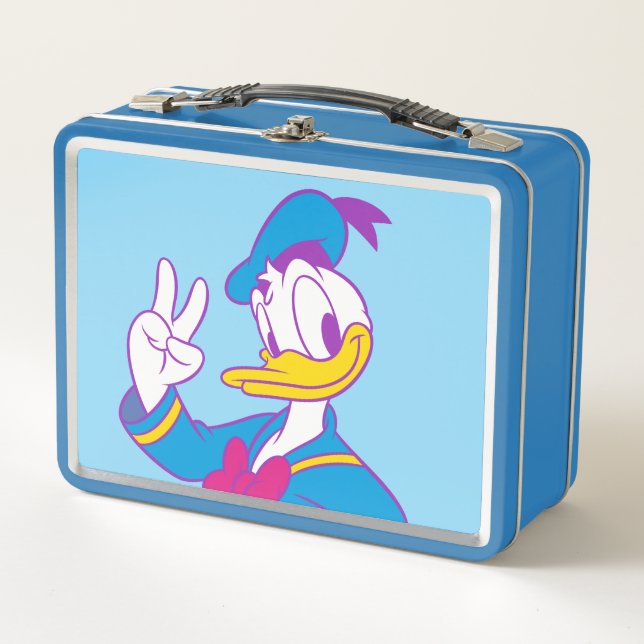 Donald Duck Peace Sign Metal Lunch Box (Front)