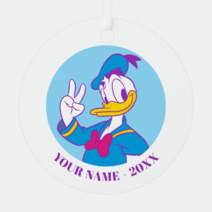 Donald Duck Peace Sign Metal Ornament