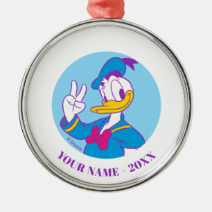 Donald Duck Peace Sign Metal Ornament