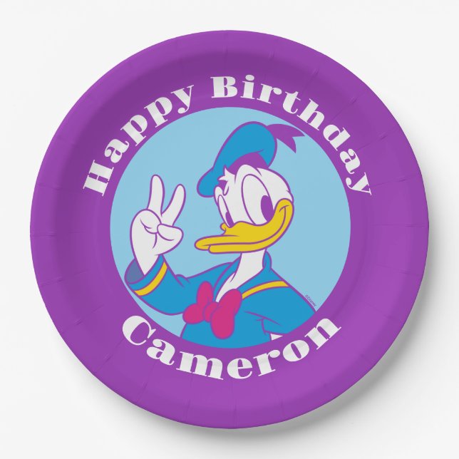 Donald Duck Peace Sign Paper Plates (Front)
