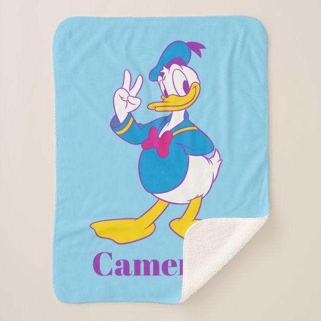 Donald Duck Peace Sign Sherpa Blanket (Front)