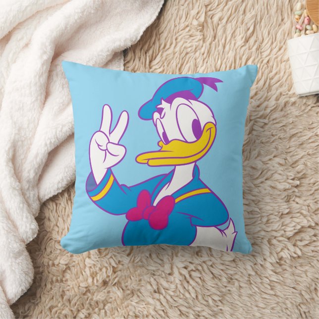 Donald Duck Peace Sign Throw Pillow (Blanket)