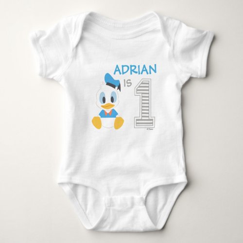 Donald Duck  Personalized First Birthday Baby Bodysuit