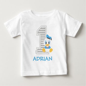 Donald Duck | Personalized First Birthday Baby T-shirt by MickeyAndFriends at Zazzle
