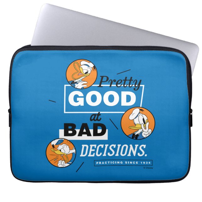 Donald Duck Pretty Good at Bad Decisions Laptop Sleeve (Front)