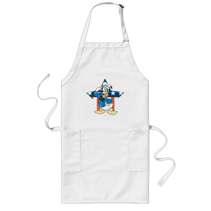 Donald Duck | Salute with Patriotic Star Long Apron | Zazzle