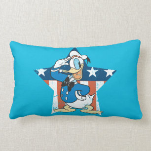 Donald Duck Salute with Patriotic Star Lumbar Pillow
