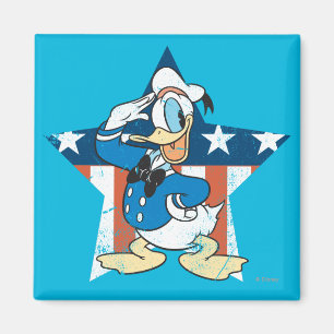 Donald Duck Salute with Patriotic Star Magnet