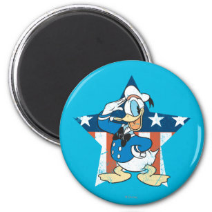 Donald Duck   Salute with Patriotic Star Magnet