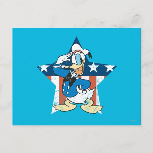 Donald Duck  Salute with Patriotic Star Postcard