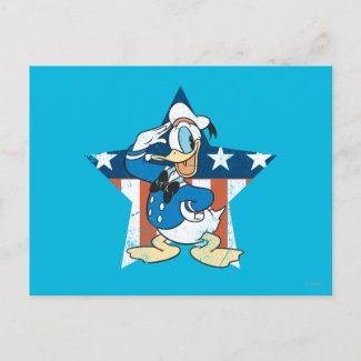 Donald Duck | Salute with Patriotic Star Postcard