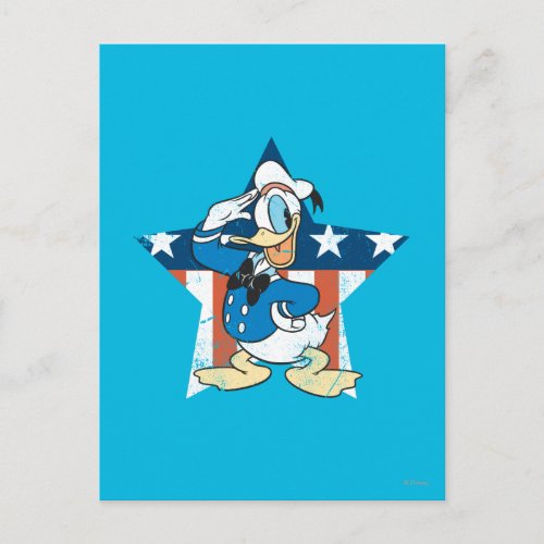 Donald Duck  Salute with Patriotic Star Postcard