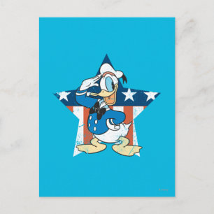 Donald Duck Salute with Patriotic Star Postcard