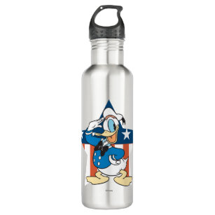 Donald Duck   Salute with Patriotic Star Stainless Steel Water Bottle