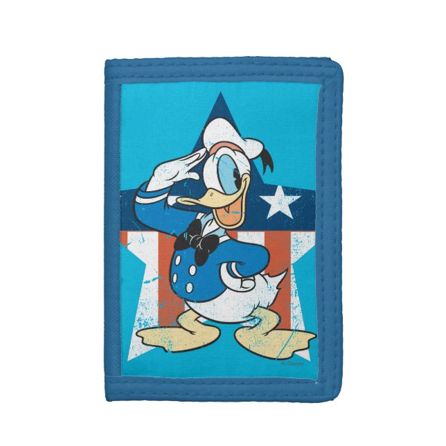 Donald Duck | Salute with Patriotic Star Tri-fold Wallet (Front Vertical)