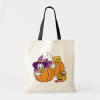Donald Duck Sitting on Pumpkins Tote Bag