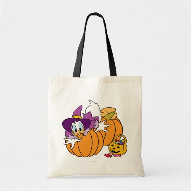 Donald Duck Sitting on Pumpkins Tote Bag (Front)