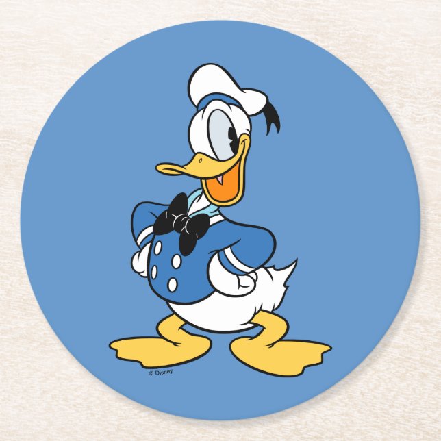 Donald Duck Smile Round Paper Coaster (Front)