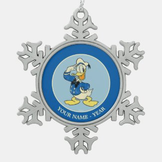 Donald Duck | Vintage Add Your Name Snowflake Pewter Christmas Ornament
