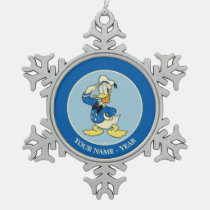 Donald Duck | Vintage Add Your Name Snowflake Pewter Christmas Ornament
