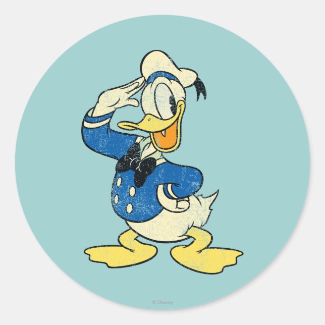 Donald Duck | Vintage Classic Round Sticker (Front)