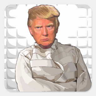 Donald in a straitjacket anti Trump painting Square Sticker